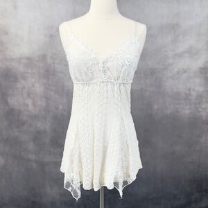 Pretty Angel Lace Silk Blend Cami Top Women Small Fairy Boho Flowy Dollette Y2K